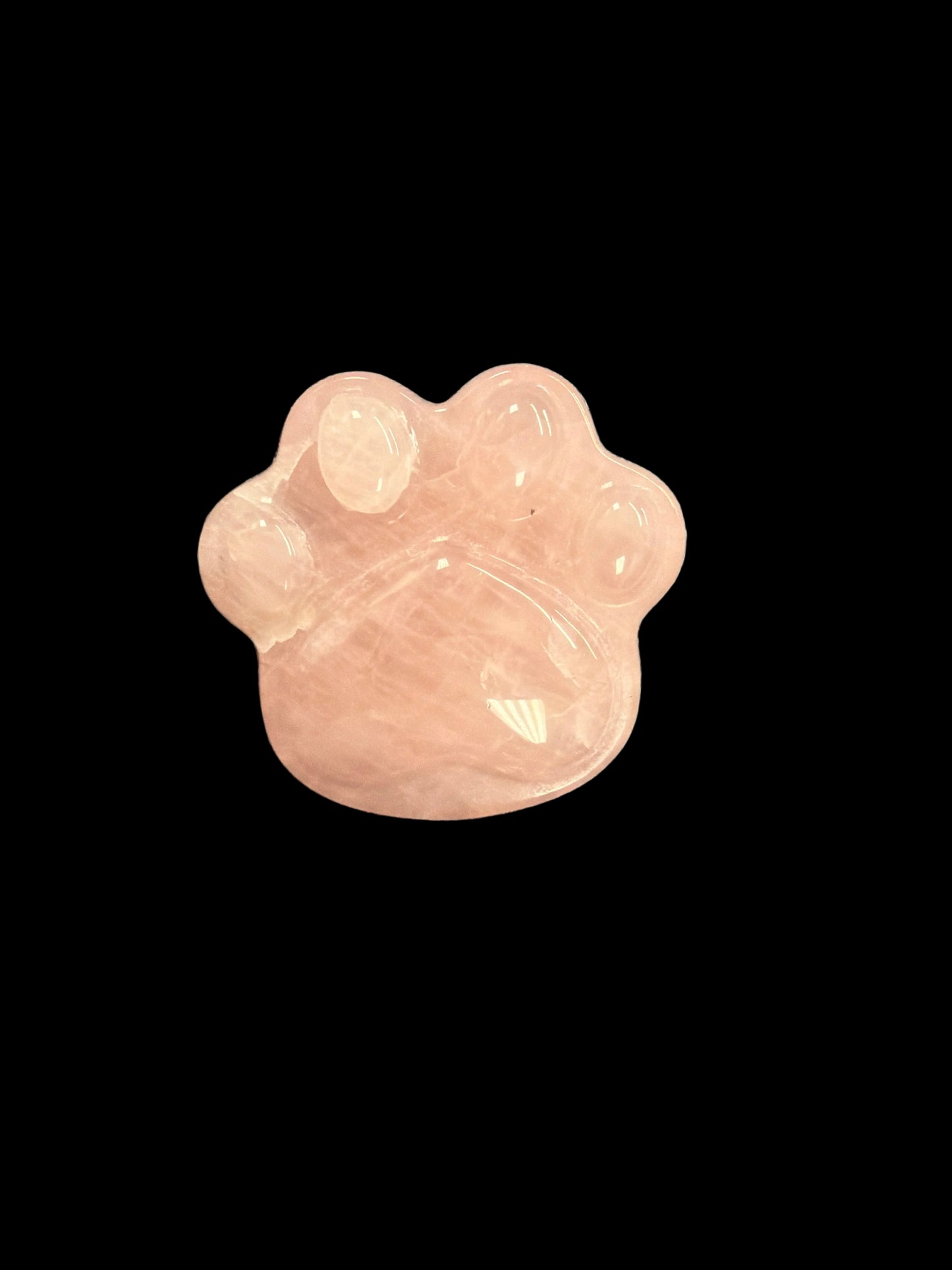 Rose Quartz Paw Print Carving