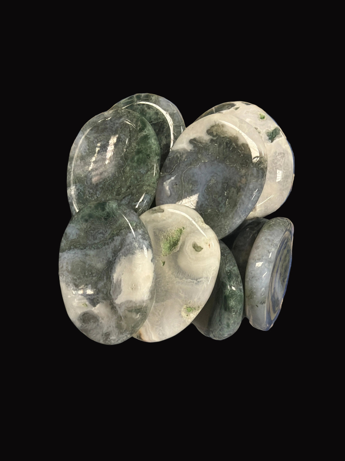 Moss Agate Worry Stone
