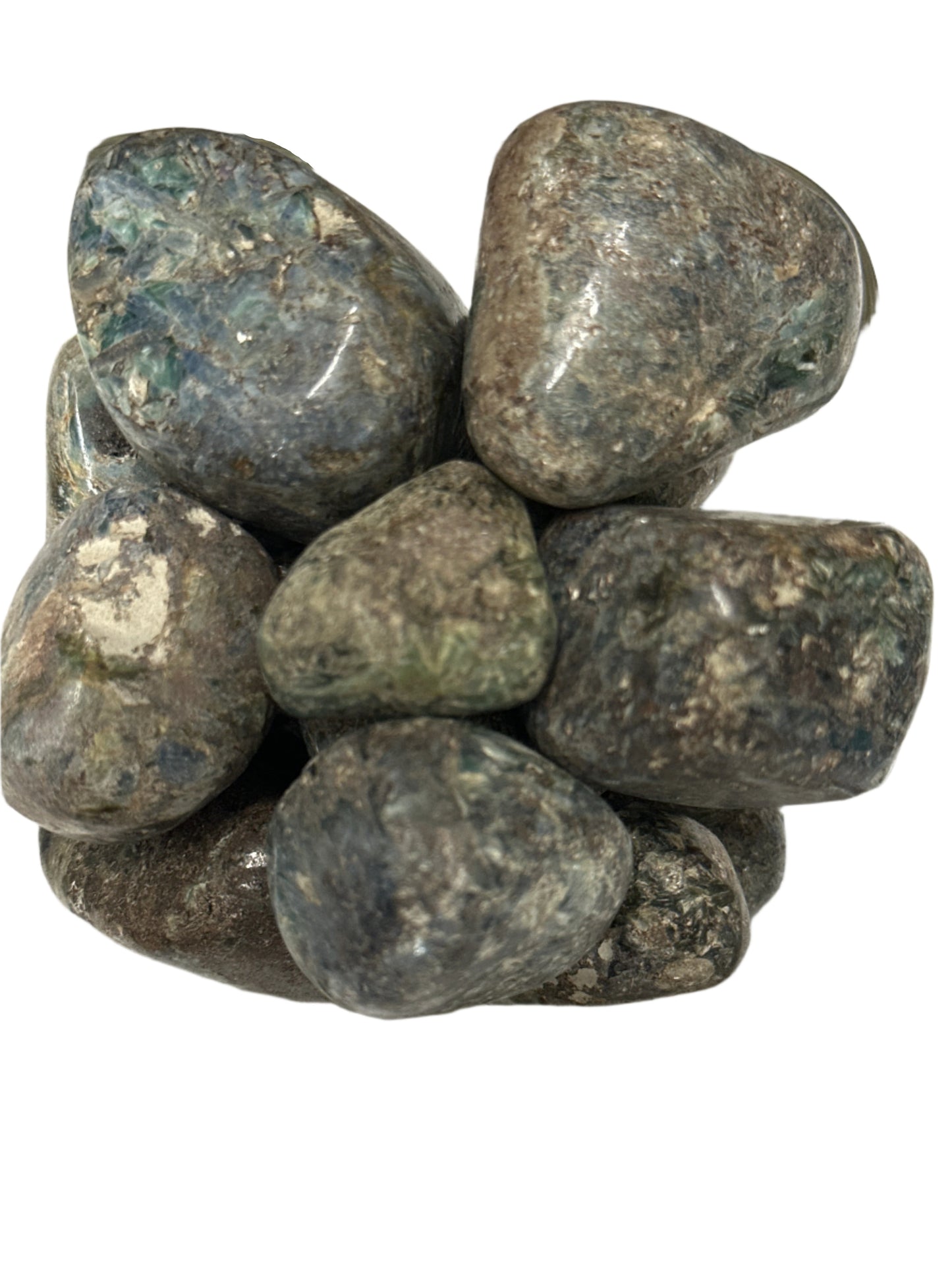 Blue and green kyanite tumbled