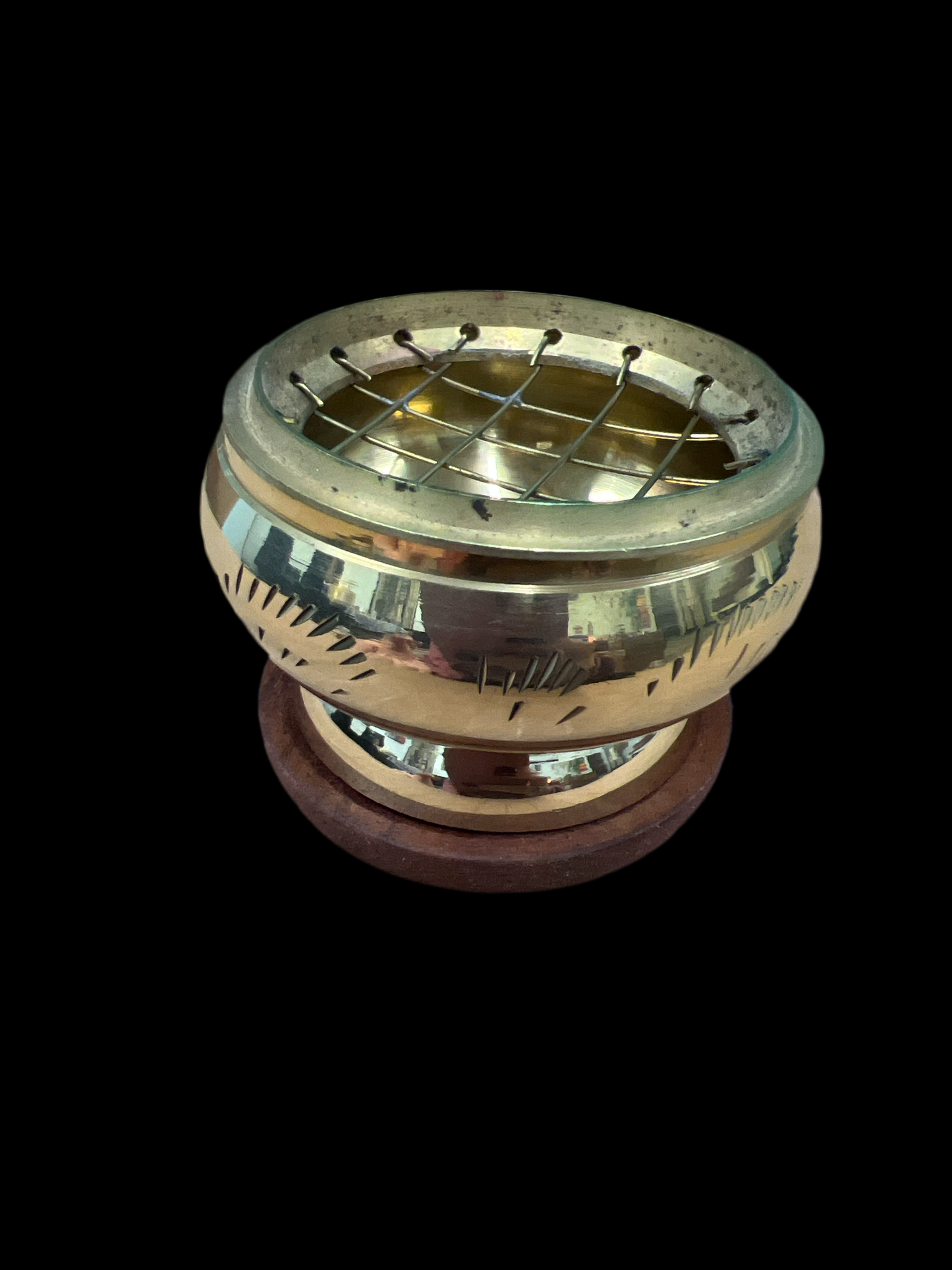 2” Brass Carved Charcoal Burner