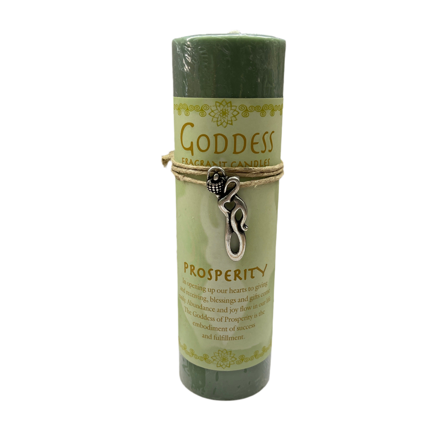 Goddess candle prosperity W/charm