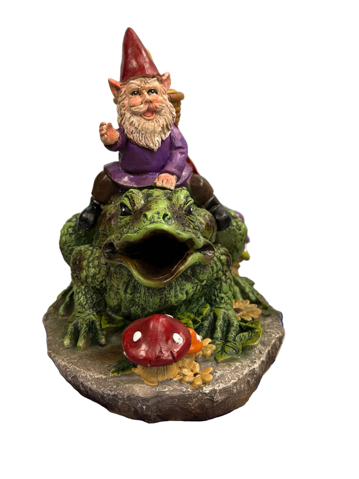 Gnome Riding Frog Backflow Incense Burner