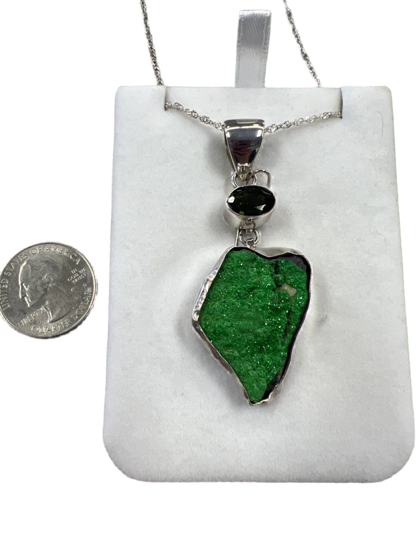 Uvarovite and Moldavite Necklace