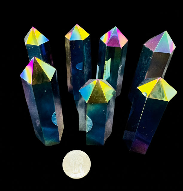 Rainbow Titanium Obsidian Tower 4”H