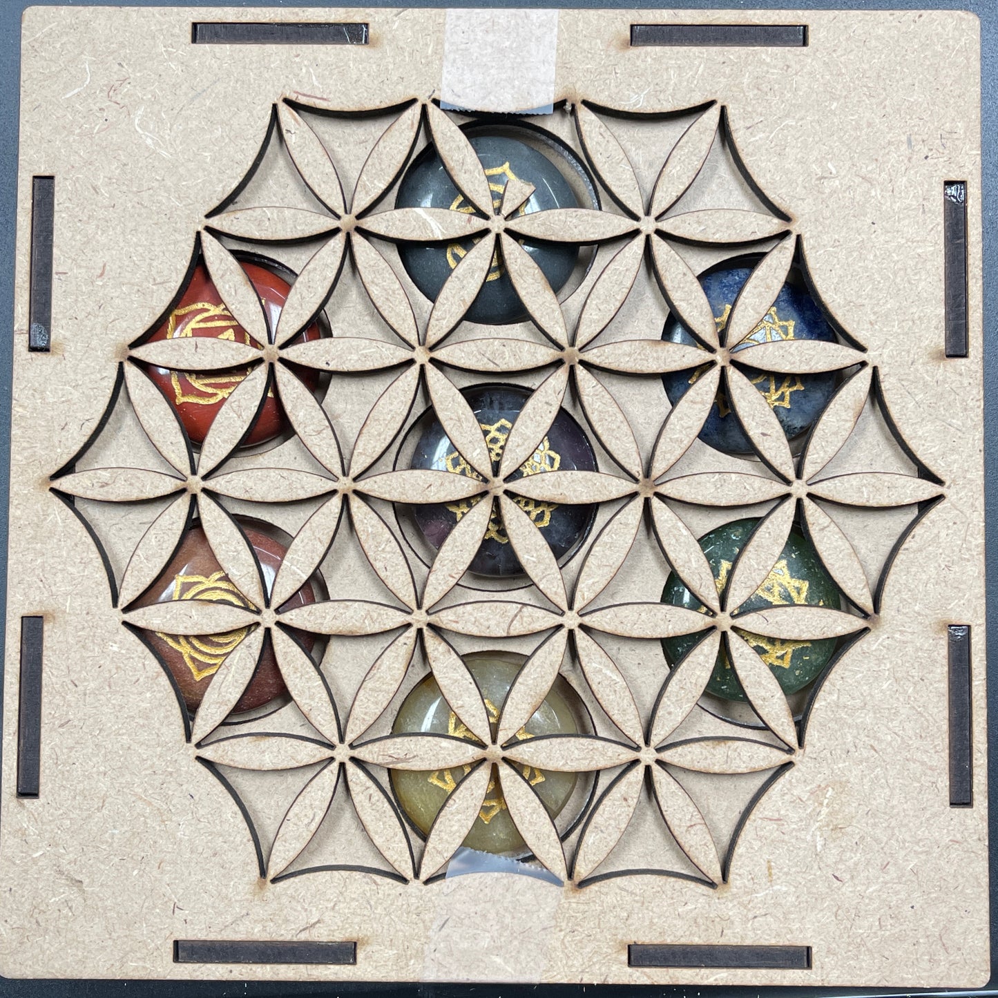 Flower of life hexagon chakra set (round stones)