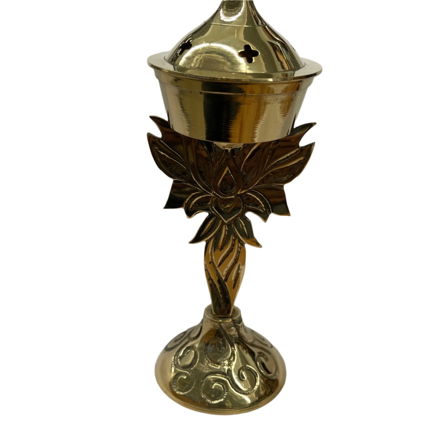 Lotus brass incense cone burner