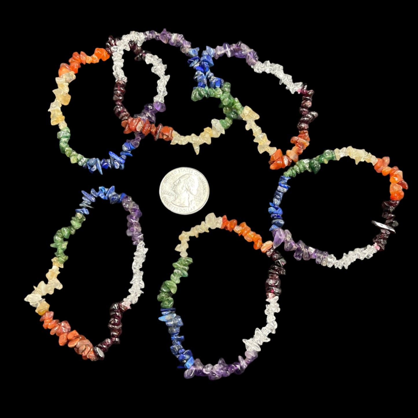 7 Chakra Chip Bracelets $5