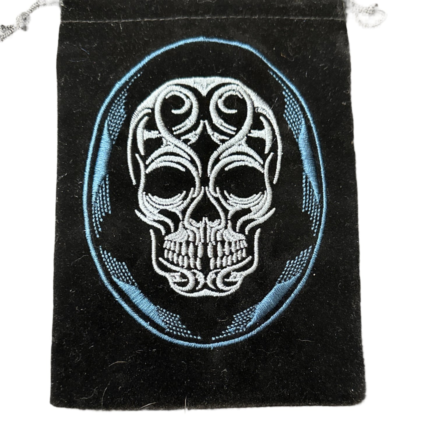 Embroidered Skull velvet tarot bag