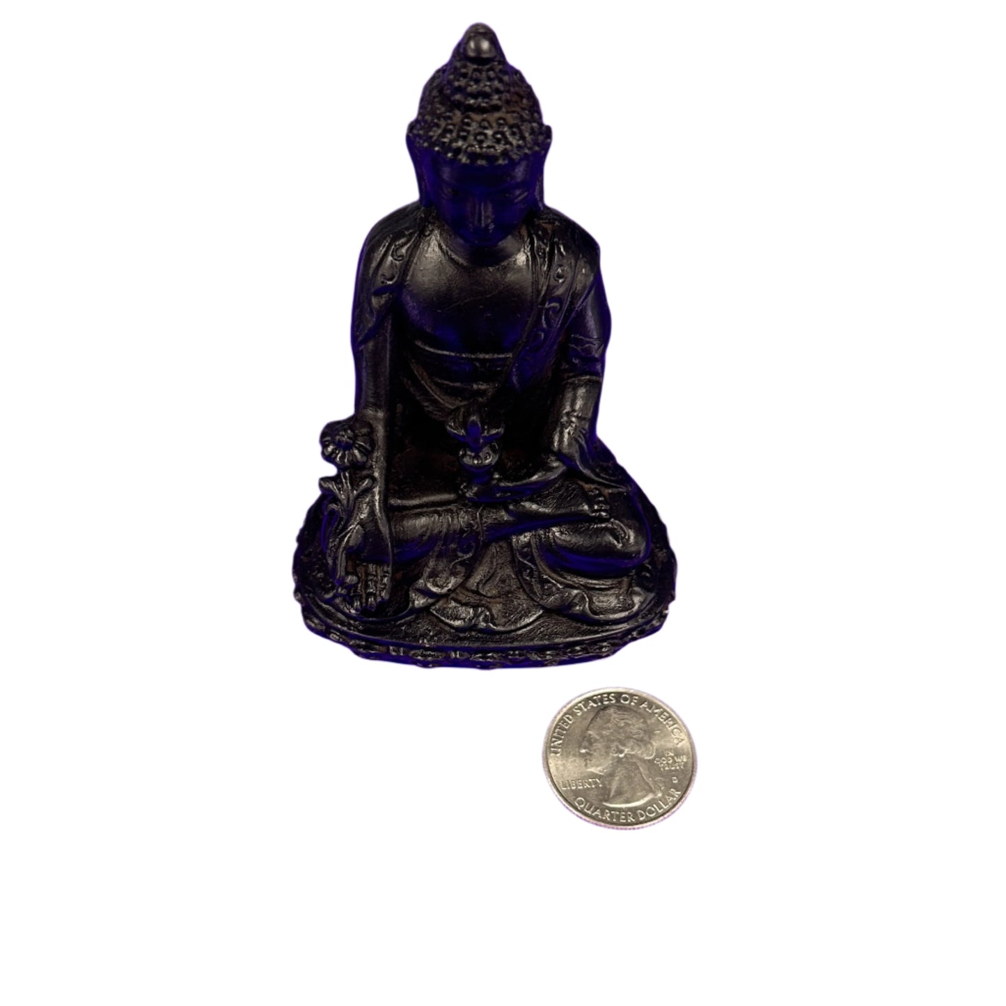 Black Buddha Resin Statue 4"