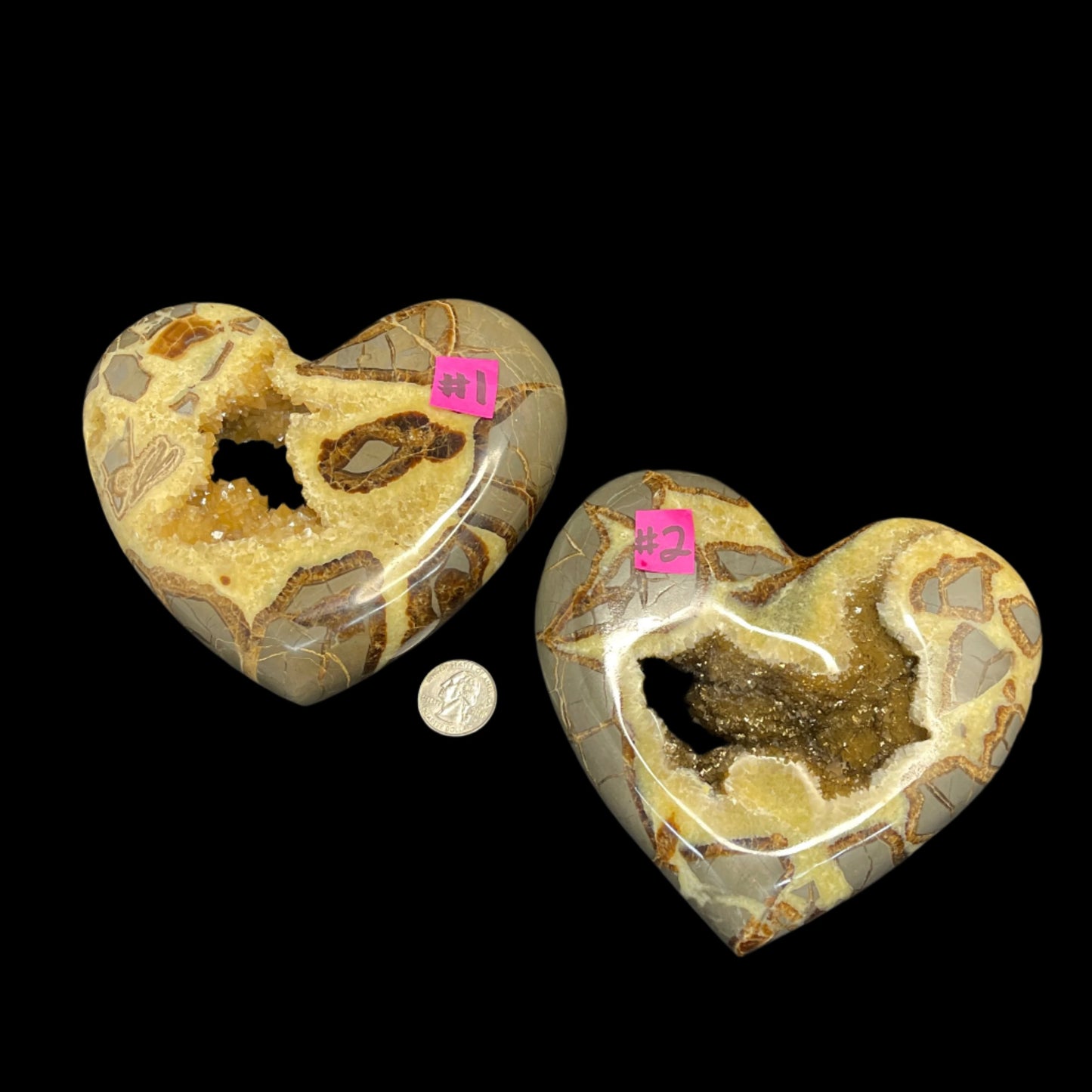 Septarian Druzy hearts