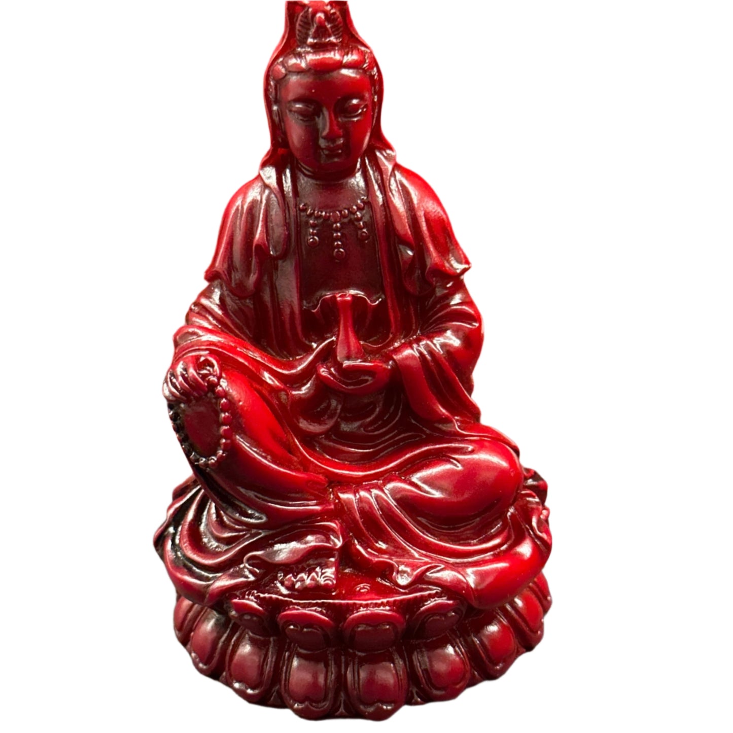Kneeling Quan yin redwood statue 3.75 in.