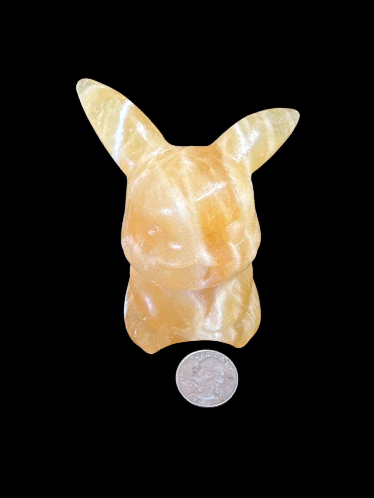 4" Pikachu Orange Calcite Carving