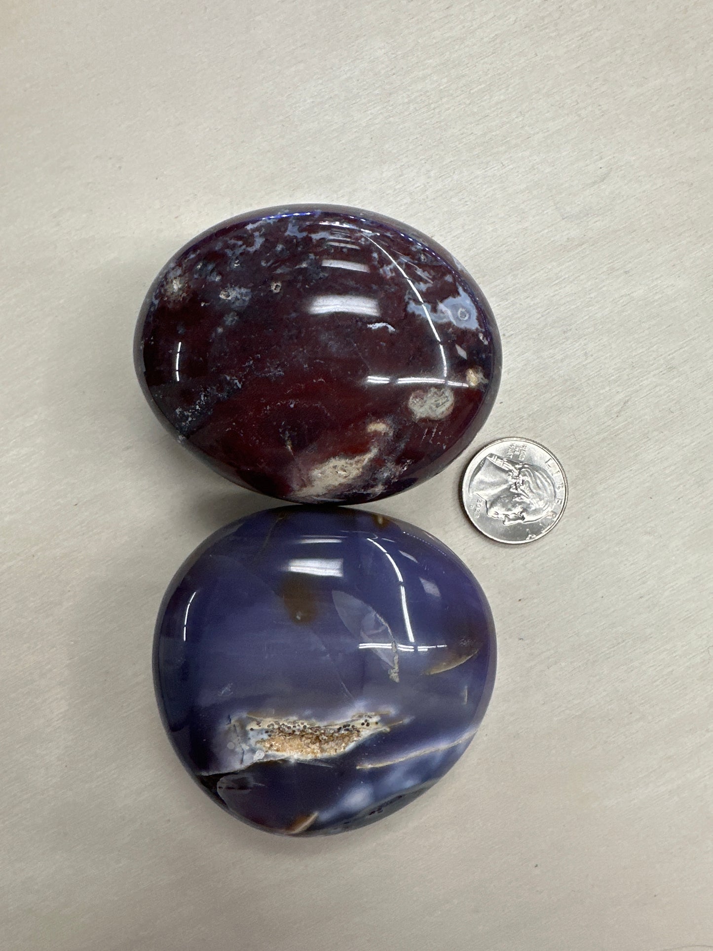 Violet Flame Agate Palm Stones