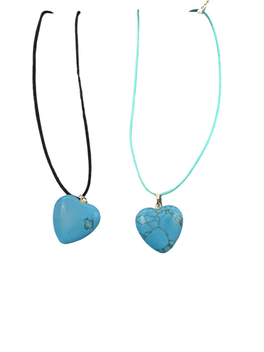 Teal Howlite Heart Necklace