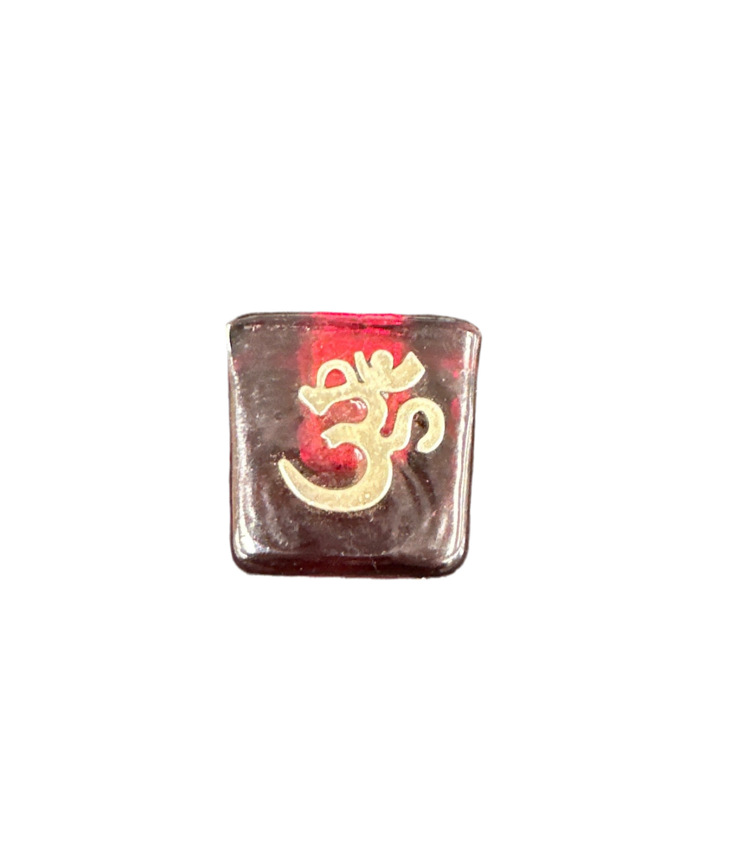 OM Red Mini Glass Chime Candle Holder