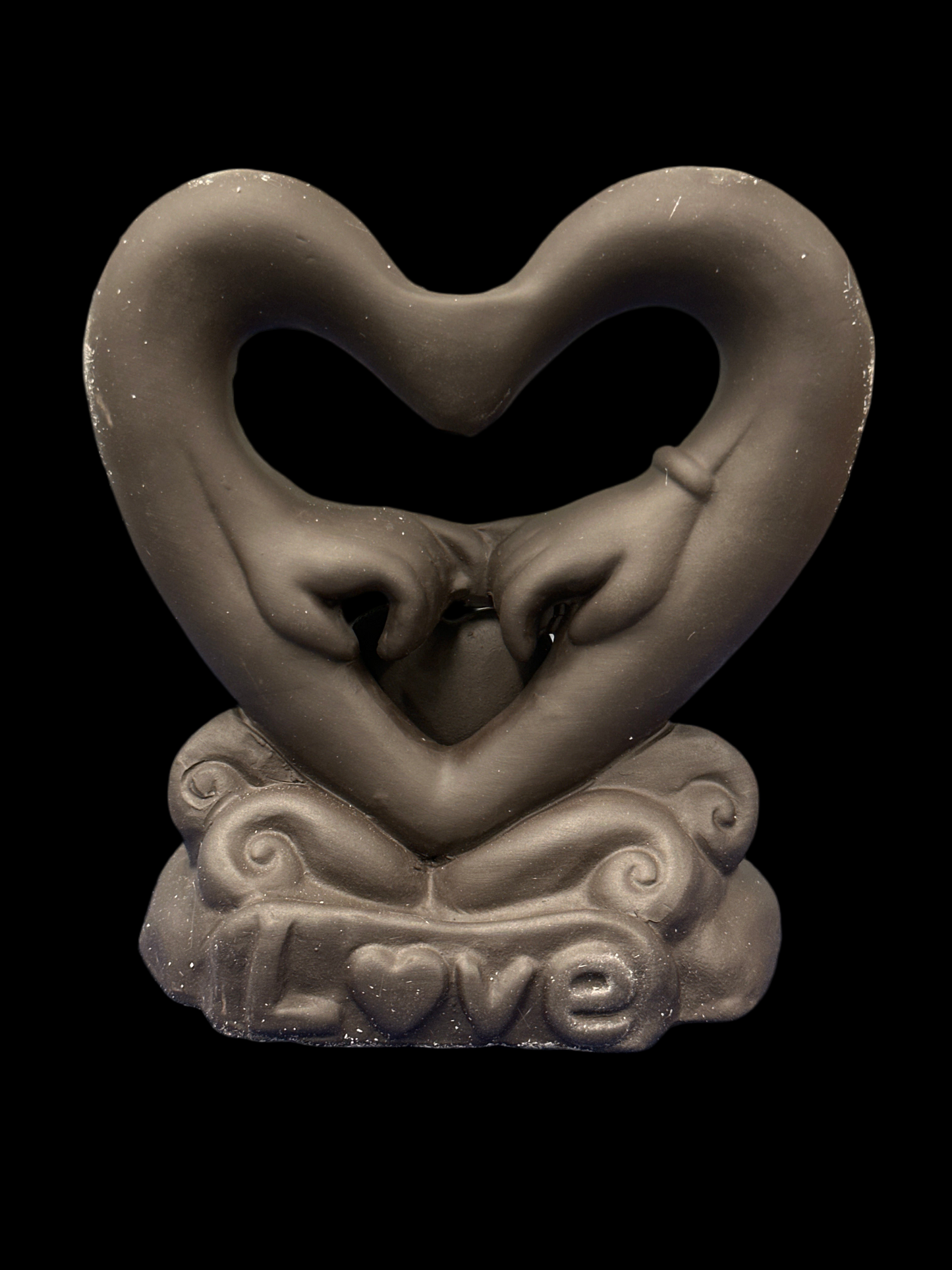 Ceramic love heart w/ hands backflow incense burner