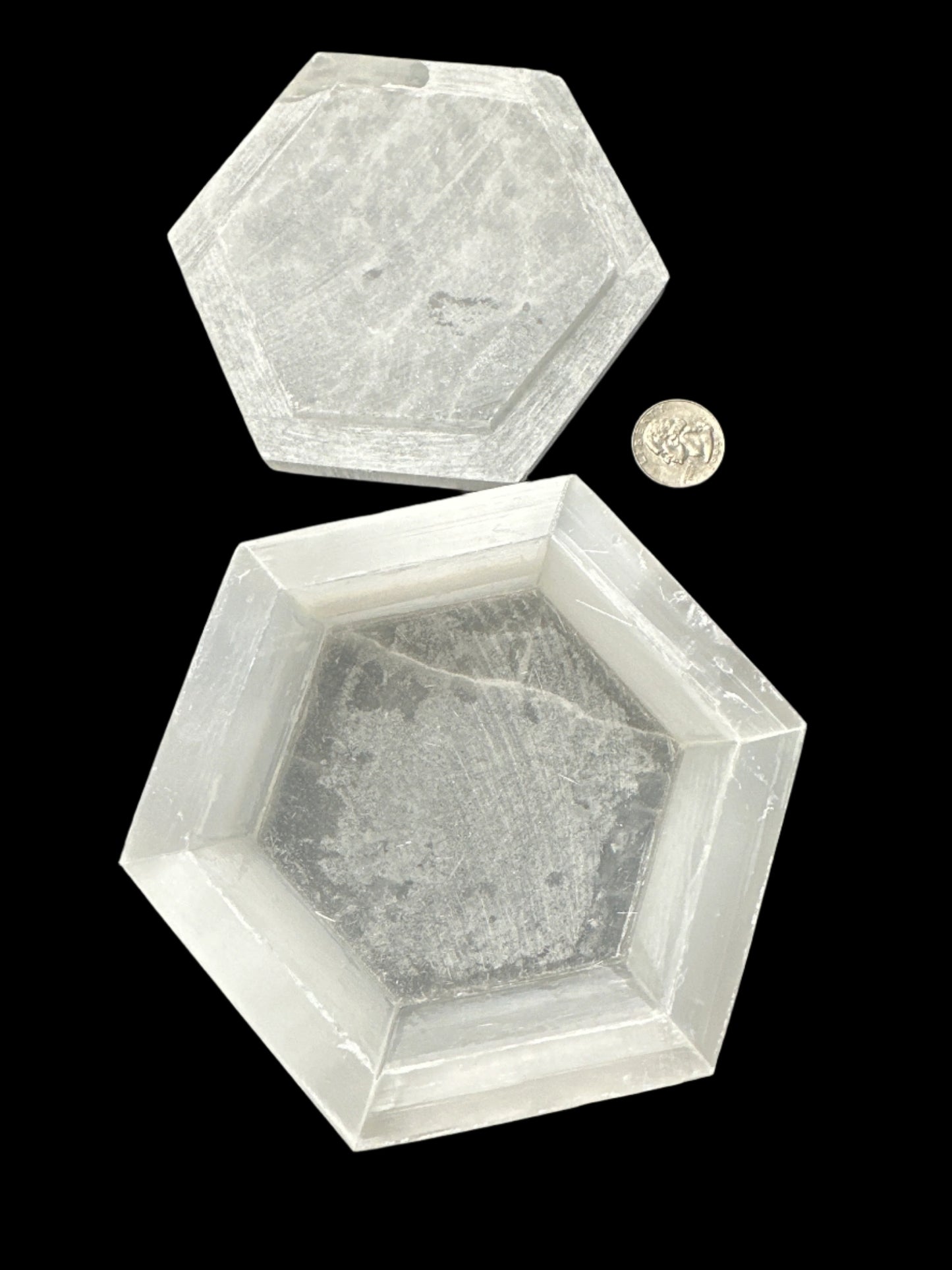 Large Hexagon Selenite Box