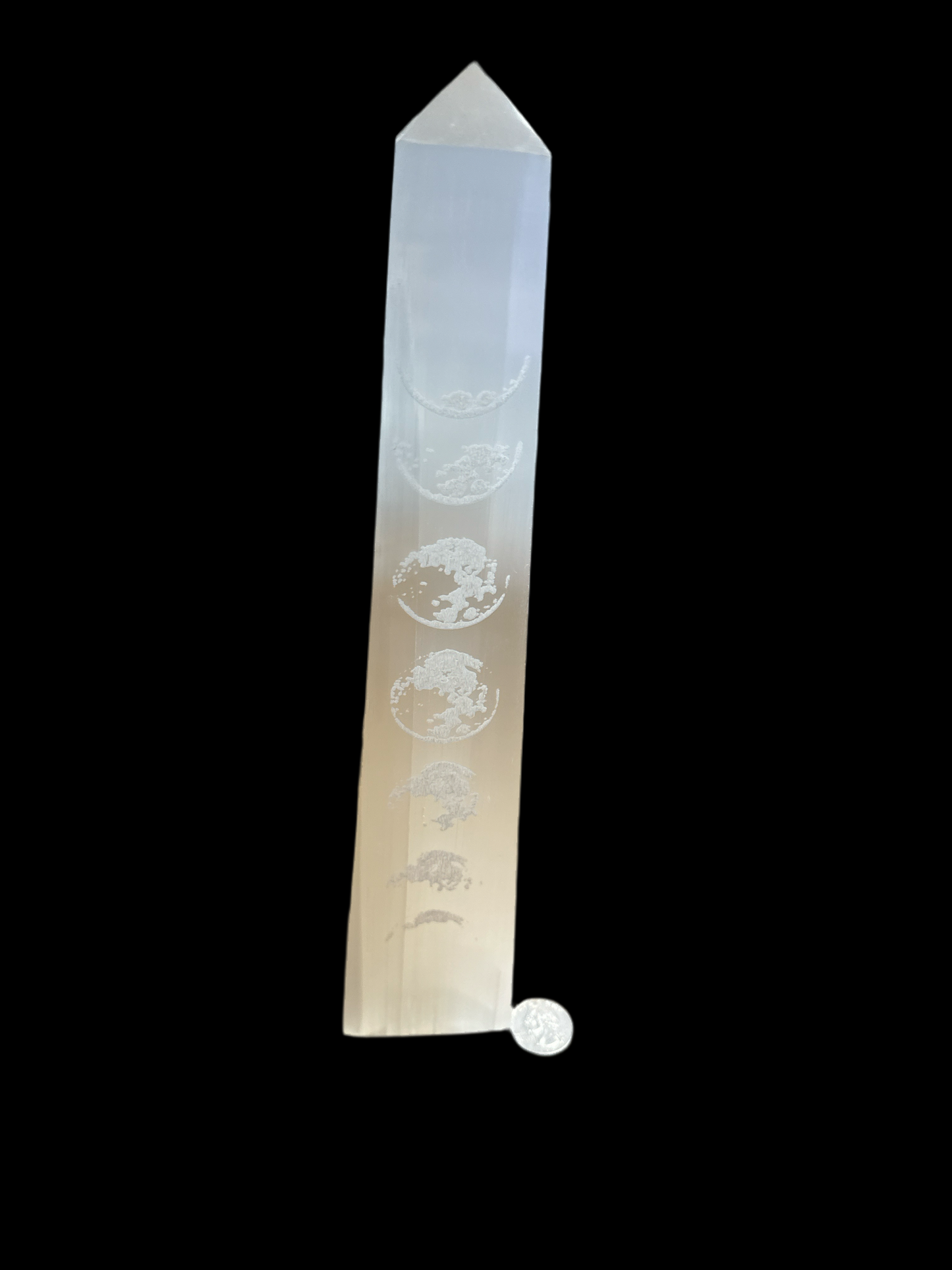 Selenite Moon Phase Obelisk