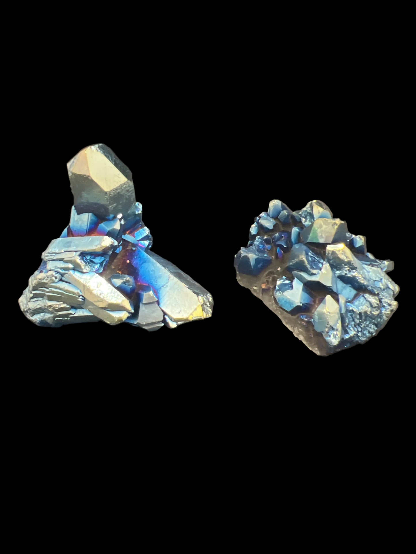 Blue Titanium Amethyst Clusters
