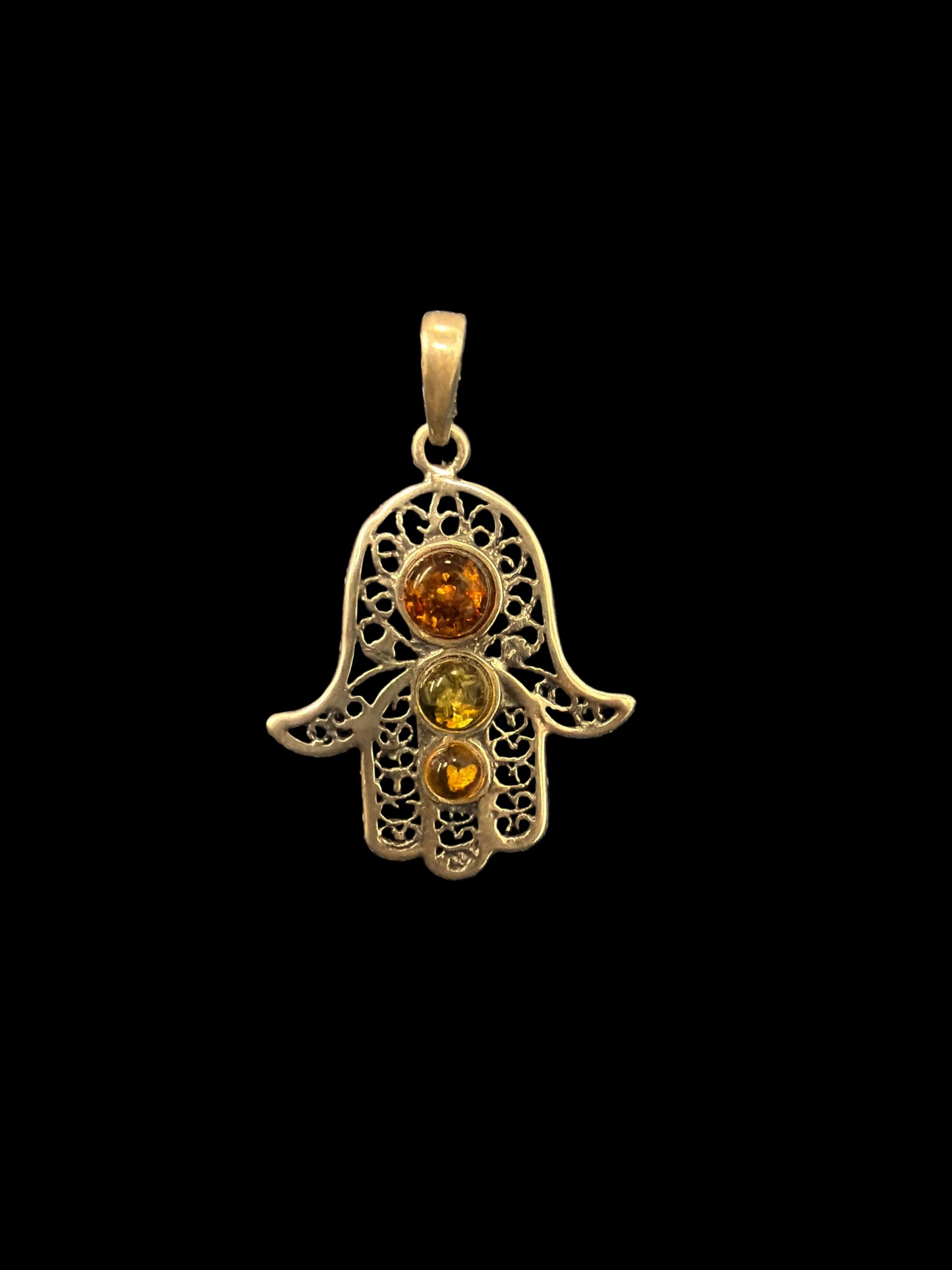 Silver Symbol Amber Necklace