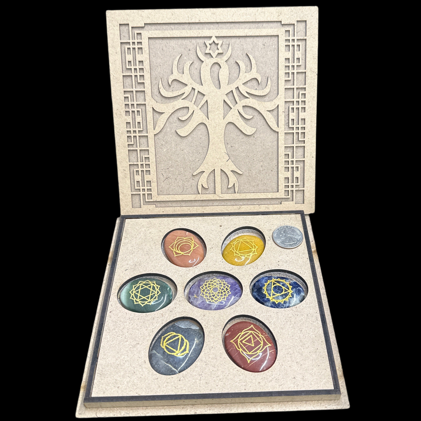 Tree of Life gate style chakra set (oval stones)