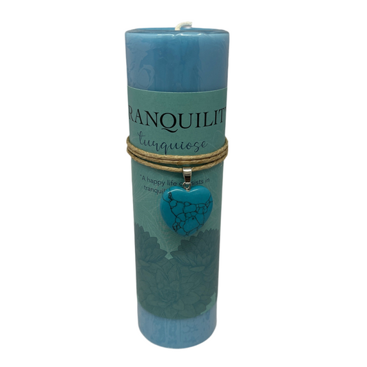 Heart crystal energy pendant candle - tranquility / turquoise