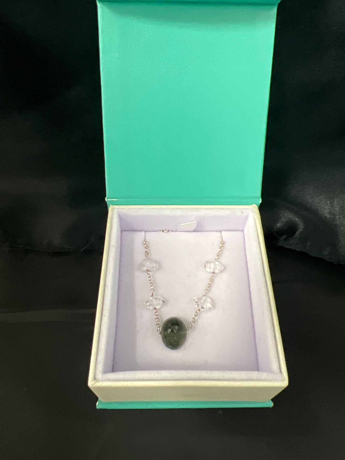 Moldavite & Herkimer Diamond Necklace