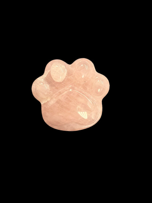 Rose Quartz Paw Print Carving