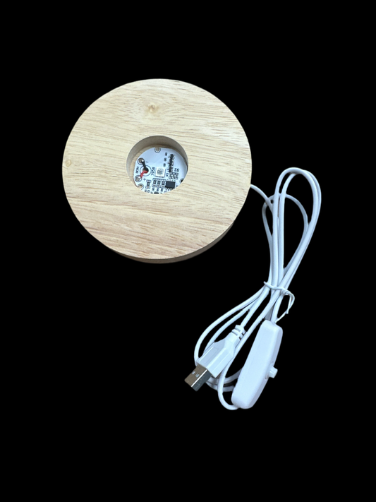 Wood base color changing LED light