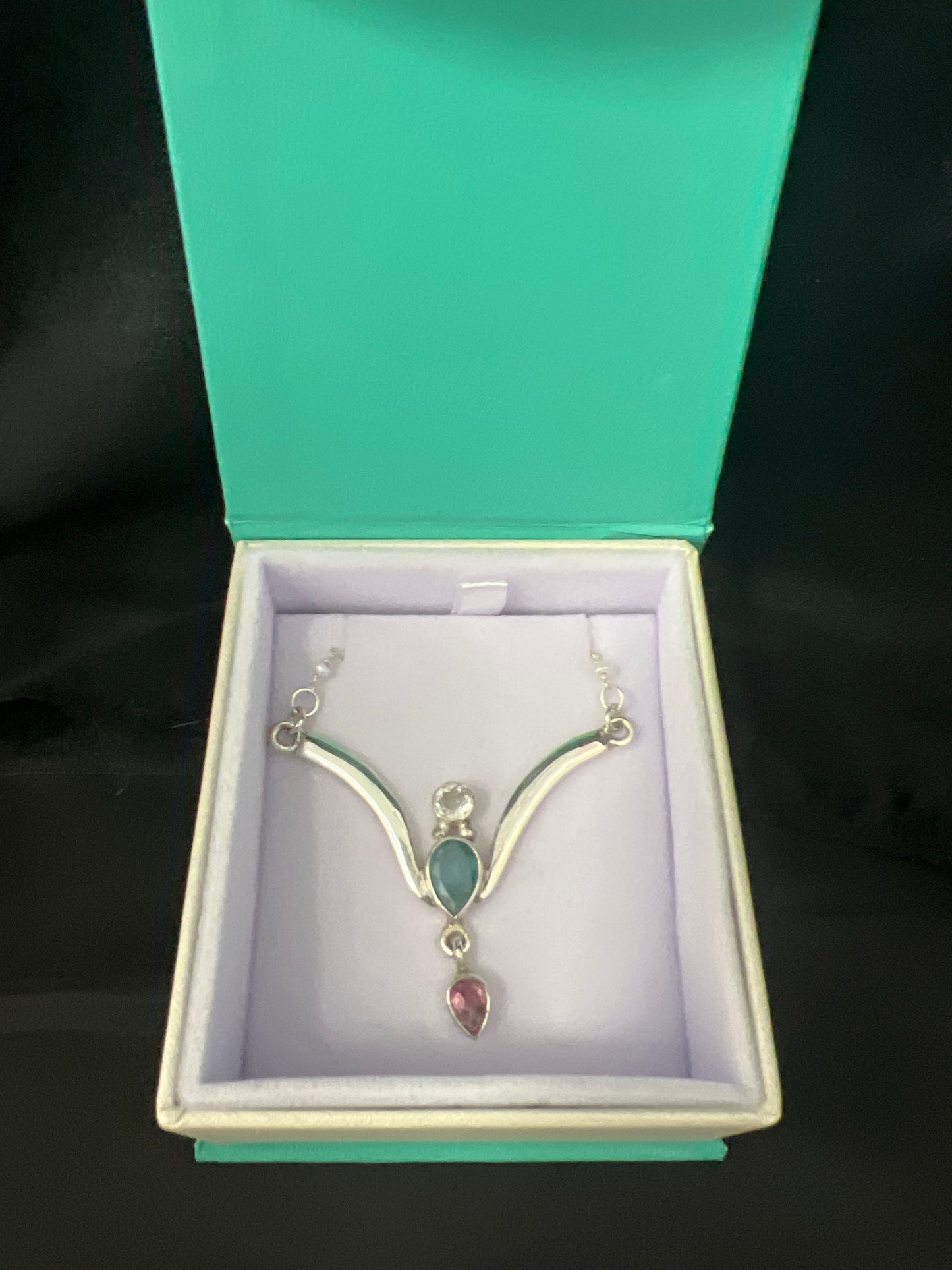 Blue & Pink Tourmaline Necklace
