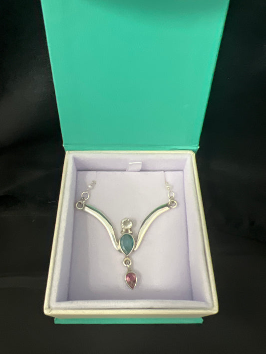 Blue & Pink Tourmaline Necklace
