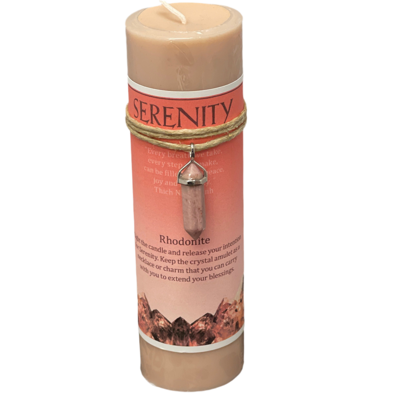 Crystal Energy Candle Serenity - Rhodonite