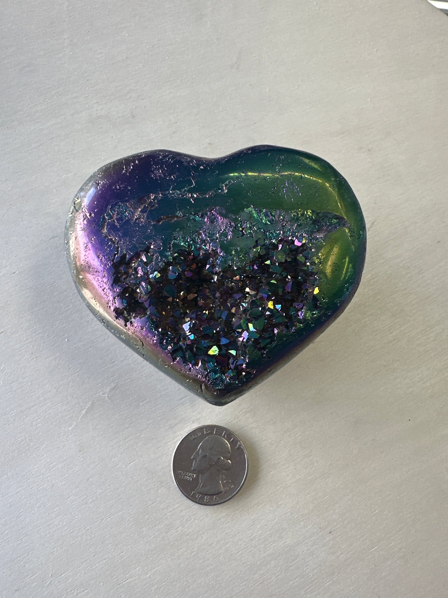 Rainbow Titanium Aura Heart