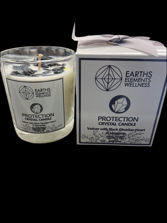 Protection Candle w/Black Obsidian & Hematite
