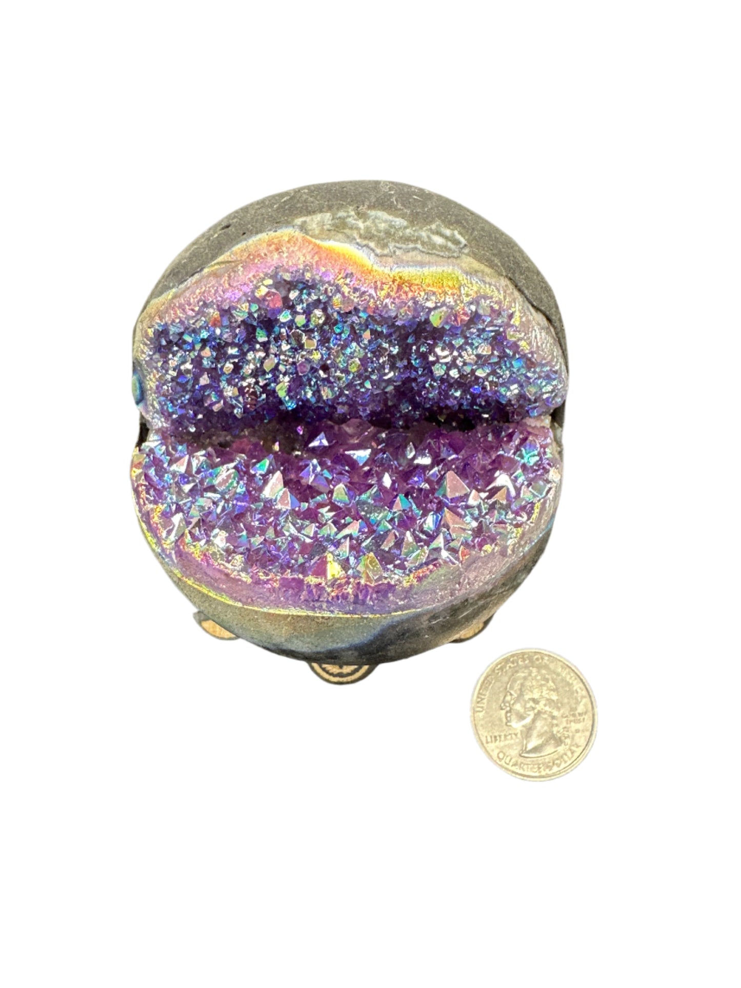 Aura Amethyst Geode Sphere