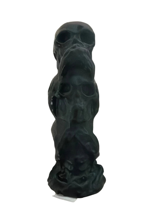 Triple Skull (Hear see and speak no evil) Obsidian Carving