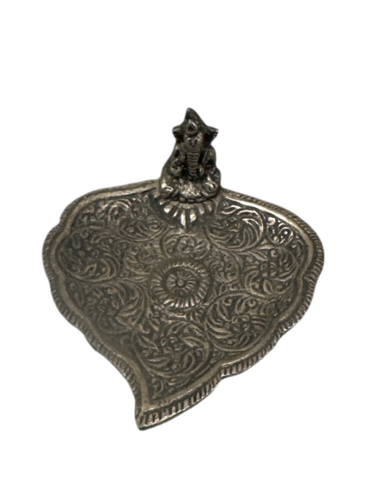 Ganesha On A Leaf Silver