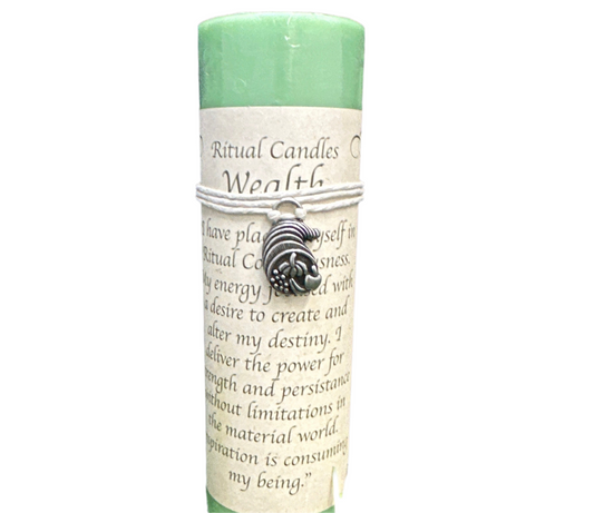 Ritual Candle Wealth Scented Candle / Pewter Pendant