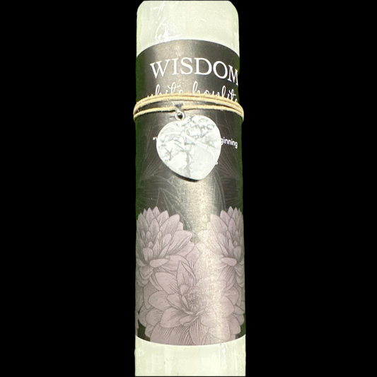 Wisdom Crystal Heart Candle White Howlite