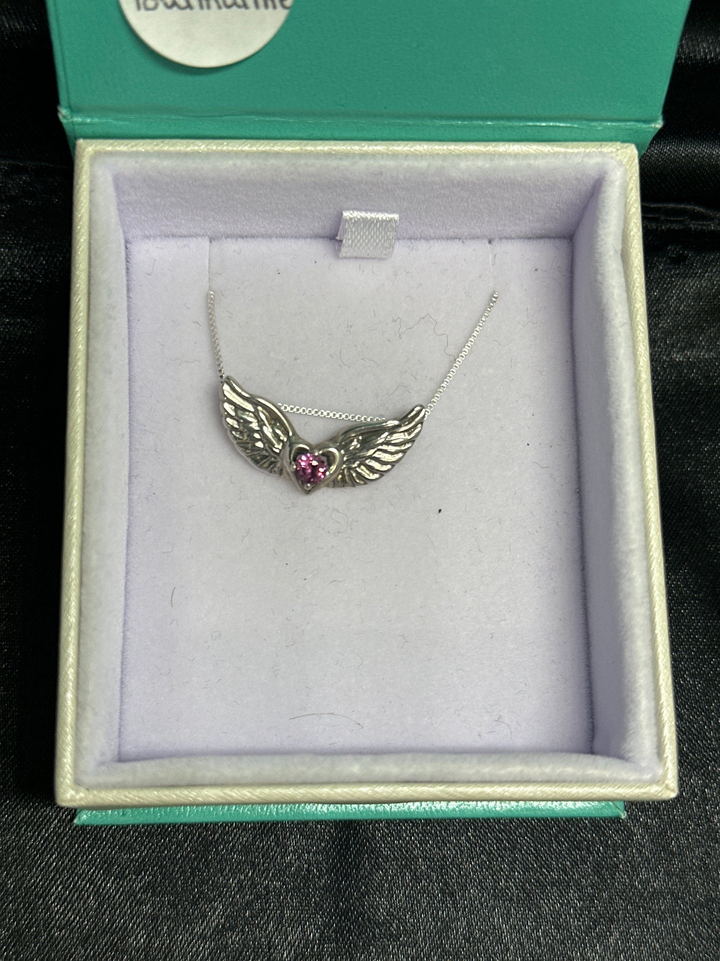 Pink Tourmaline Angel wings necklace