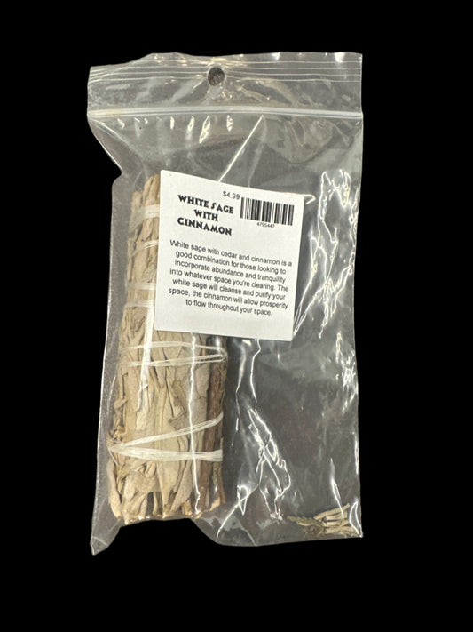 White Sage With Cinnamon Stick 4"