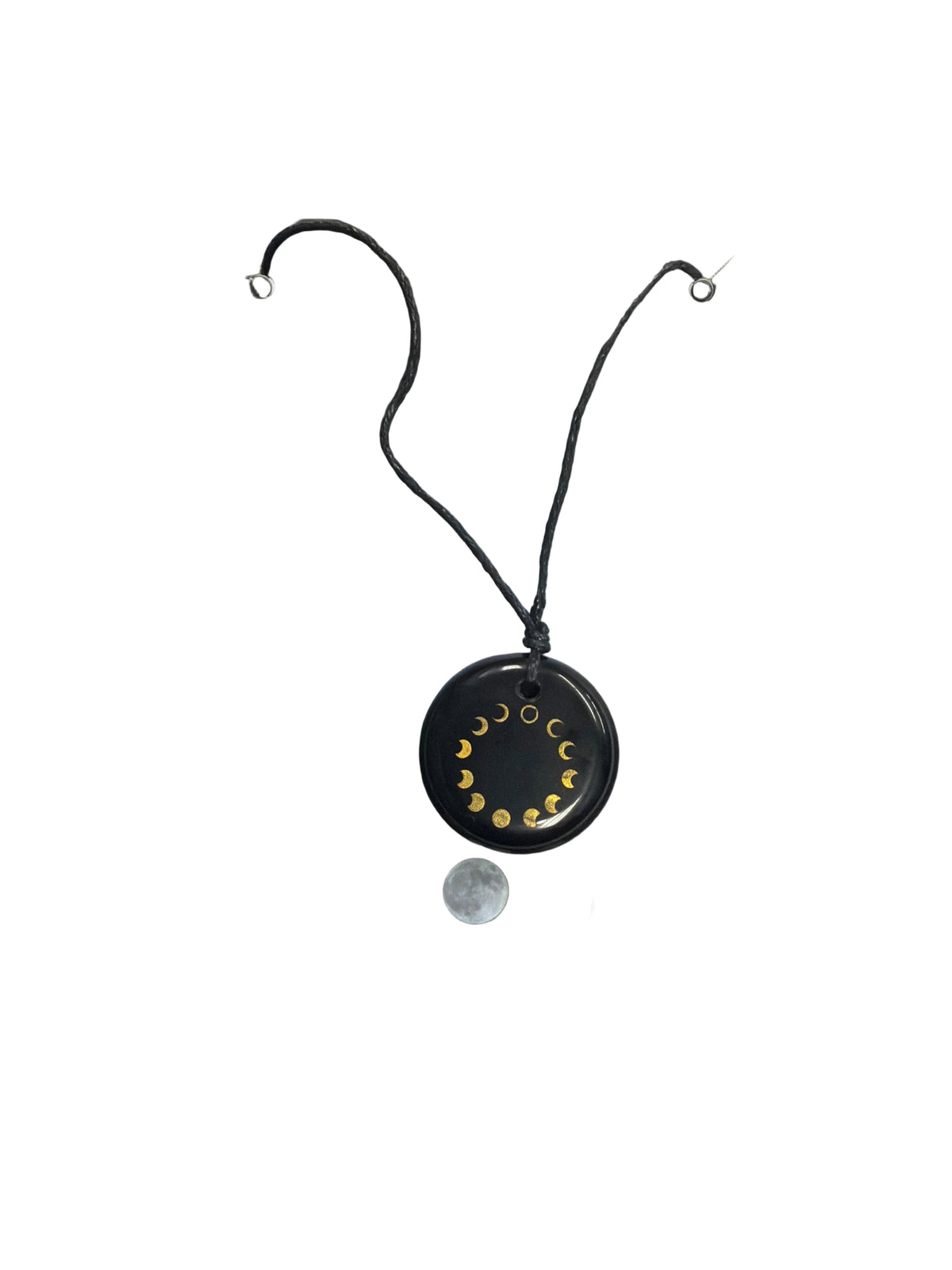 Moon Phase Obsidian Necklace