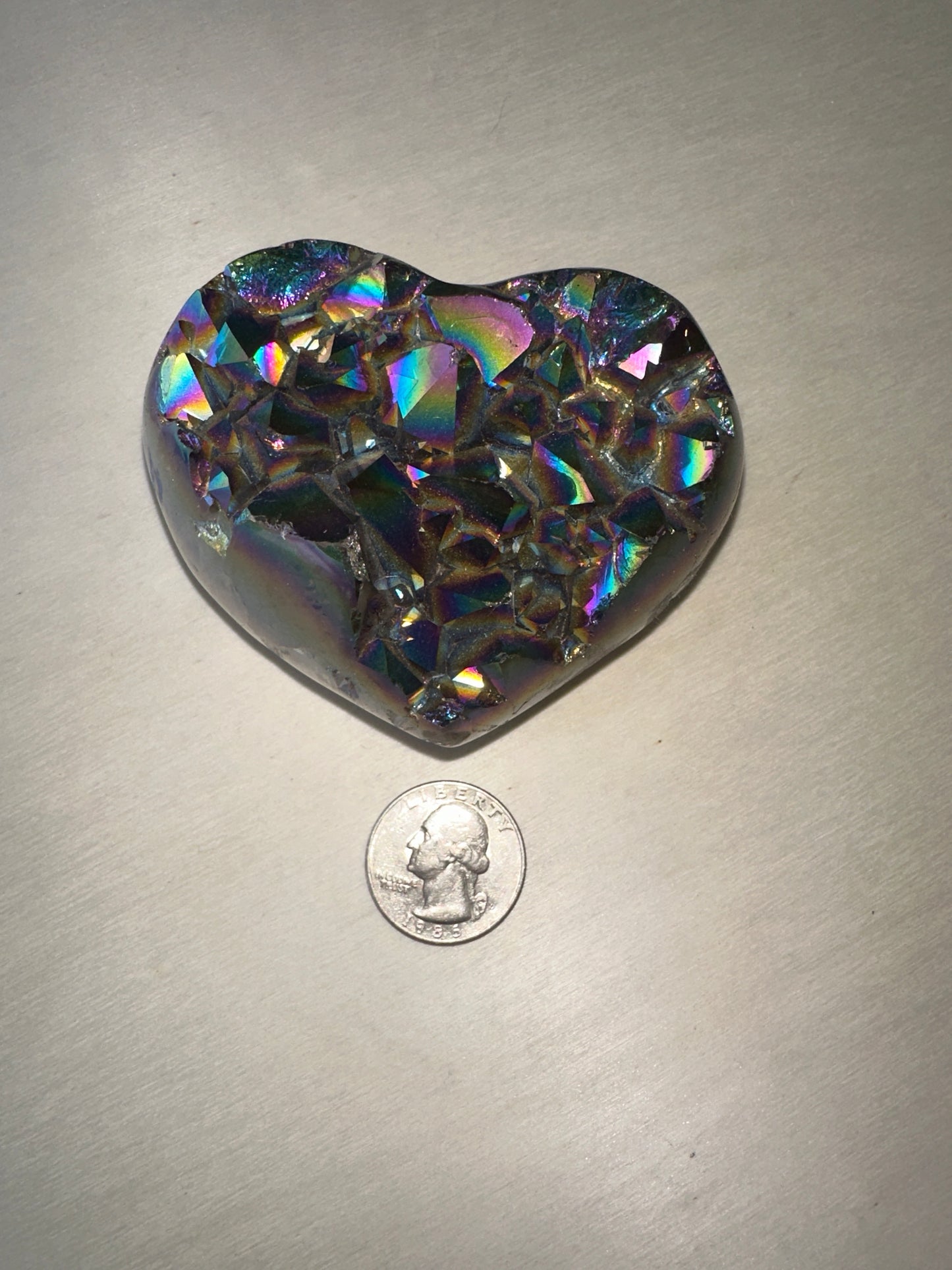 Rainbow Titanium Aura Heart