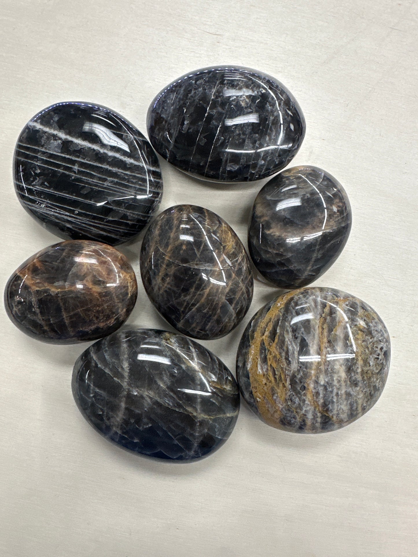 Black Moonstone Palm Stone