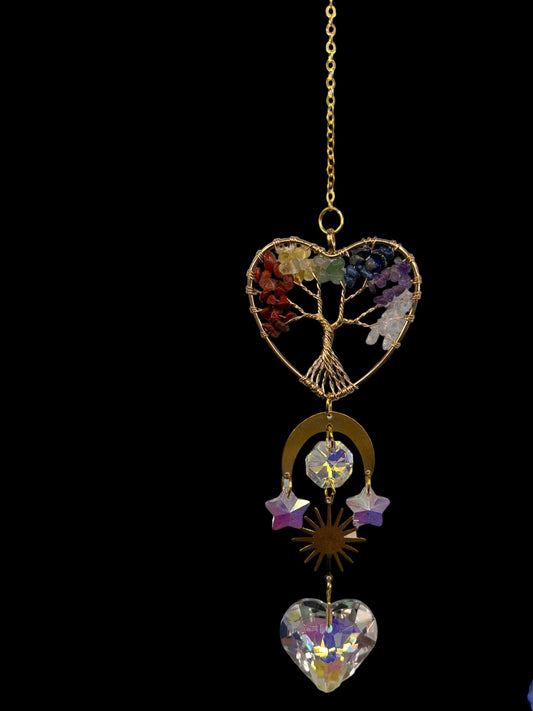 7 Chakra Heart Tree of Life Suncatcher - 14”