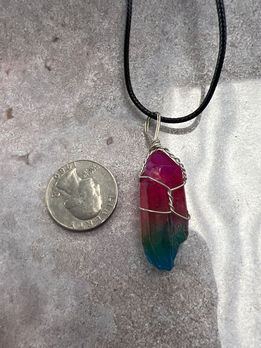 Rainbow Aura Quartz Necklace