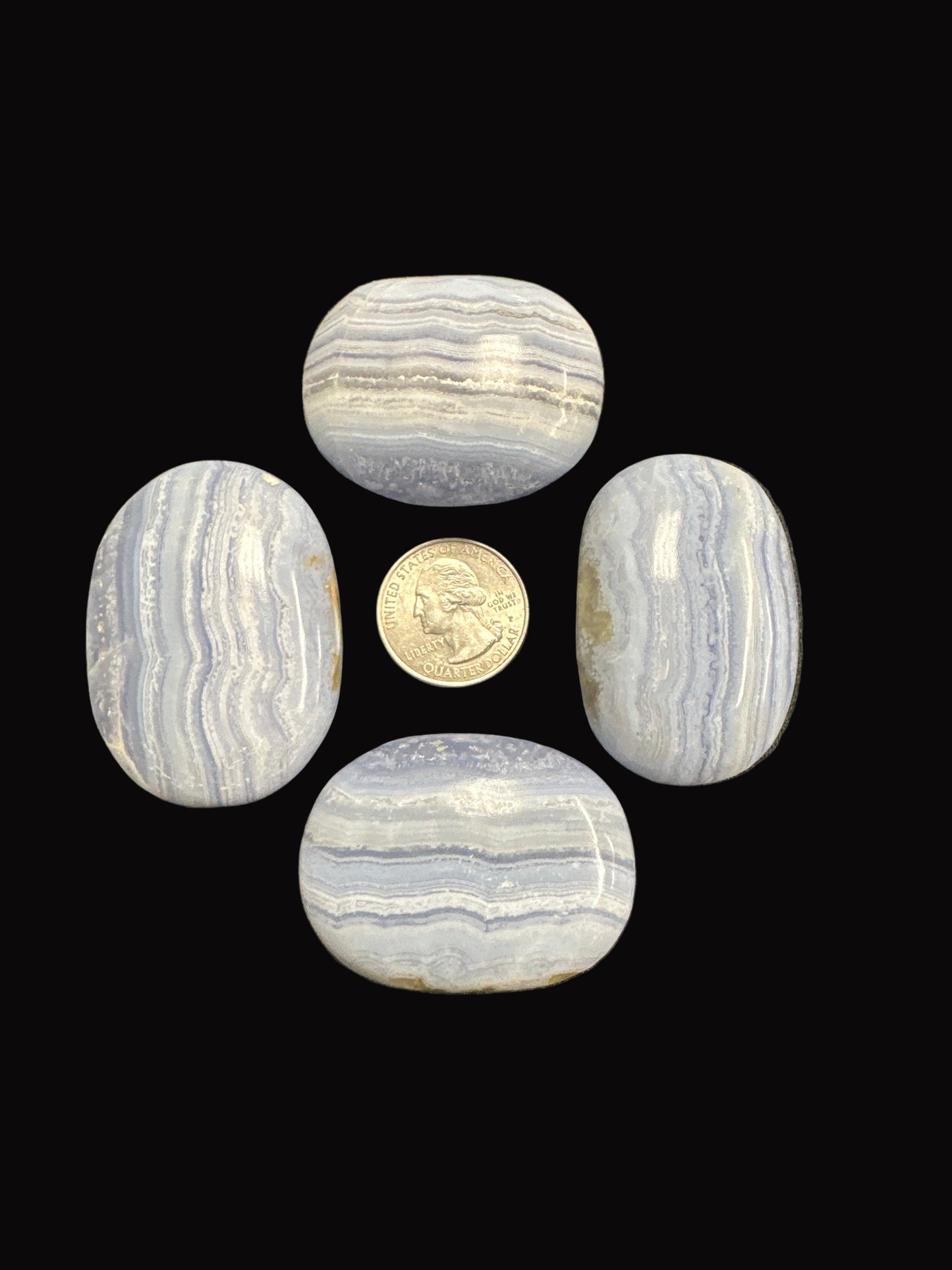 Blue Lace Agate Palm Stone