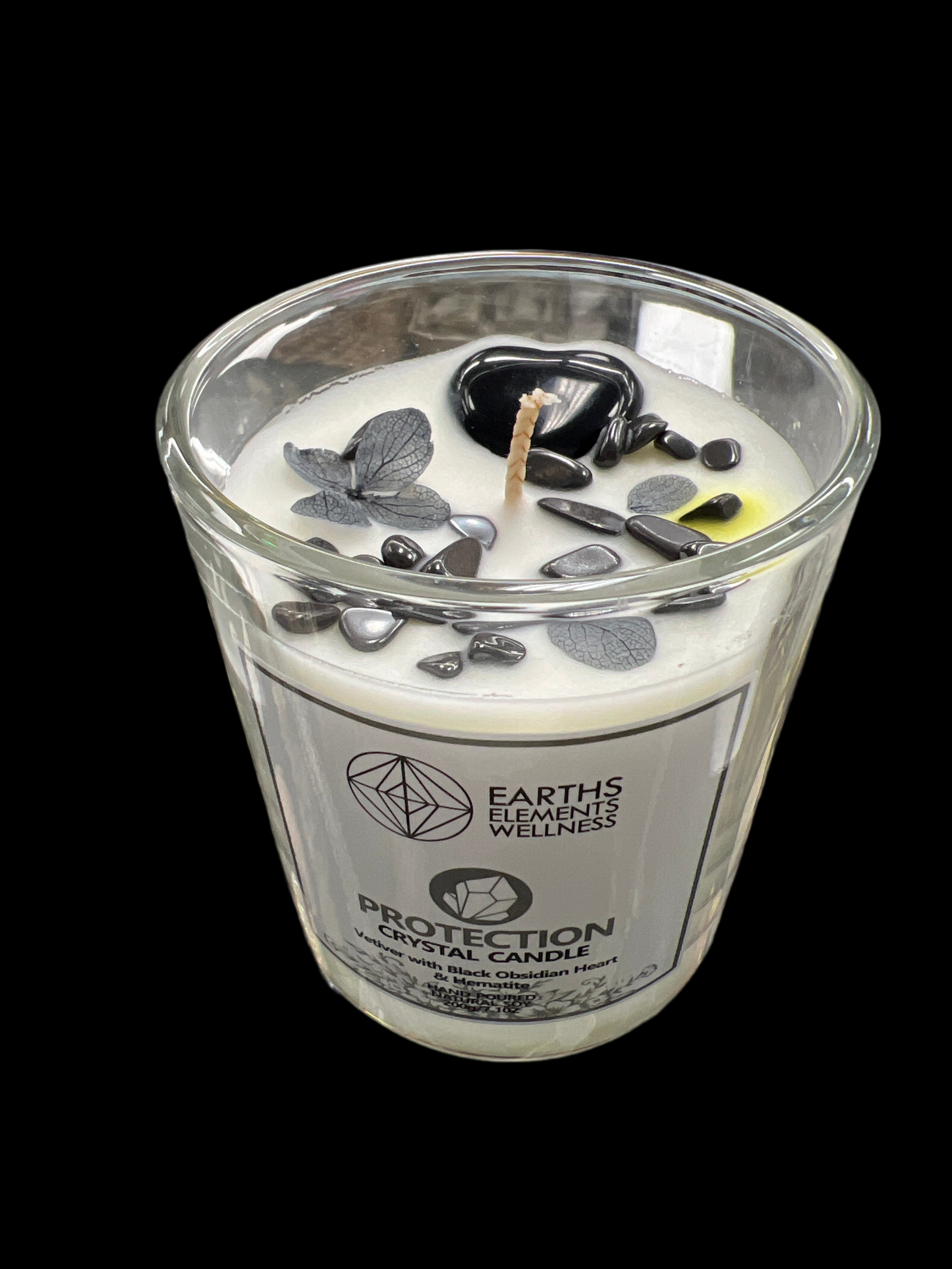 Protection Candle w/Black Obsidian & Hematite
