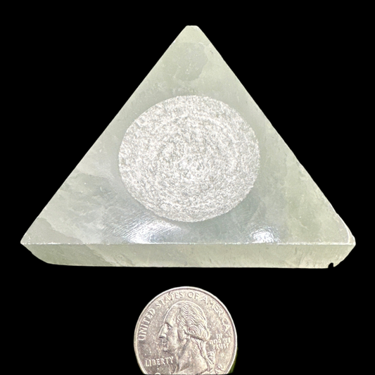 Selenite Triangle Sphere Holder