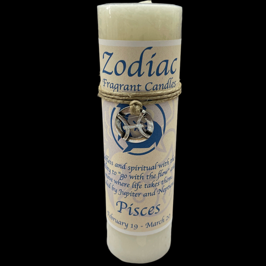 Zodiac Candle Pisces Scented Candle / Pewter Pendant